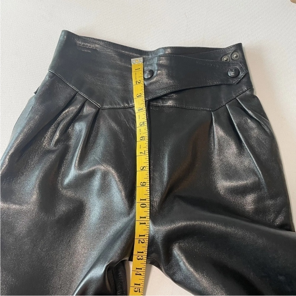Vintage MZ Creations Paris France Women's High Waisted Black Leather pants 1980s - Picture 11 of 13